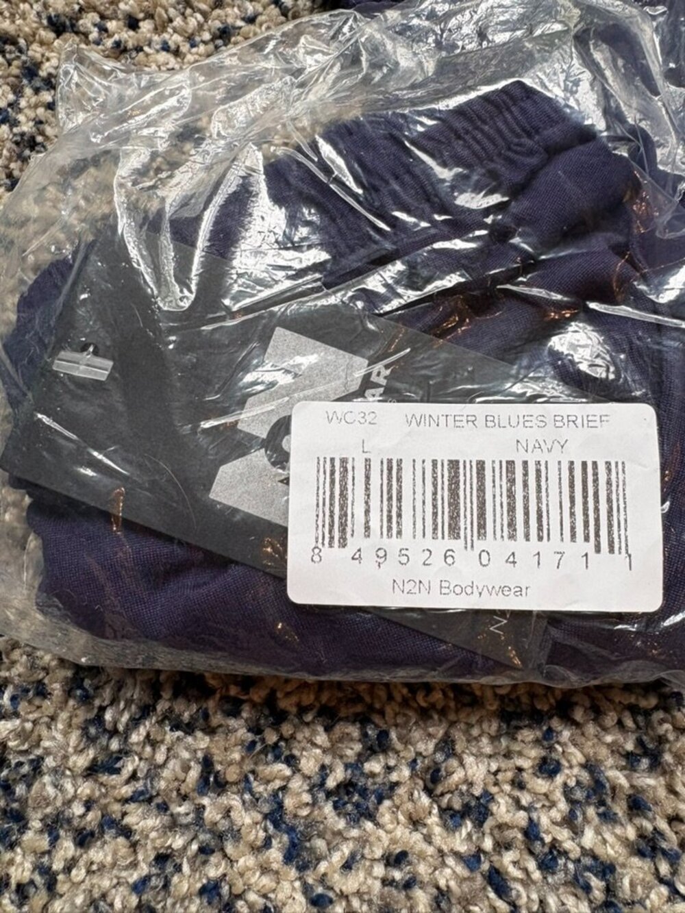 N2N Bodywear "Winter Blues" Men's Contour Brief - Navy, Large, NWT - Deadstock - Picture 3 of 3